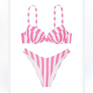 NWT Victoria's Secret Pink and White Striped Bikini